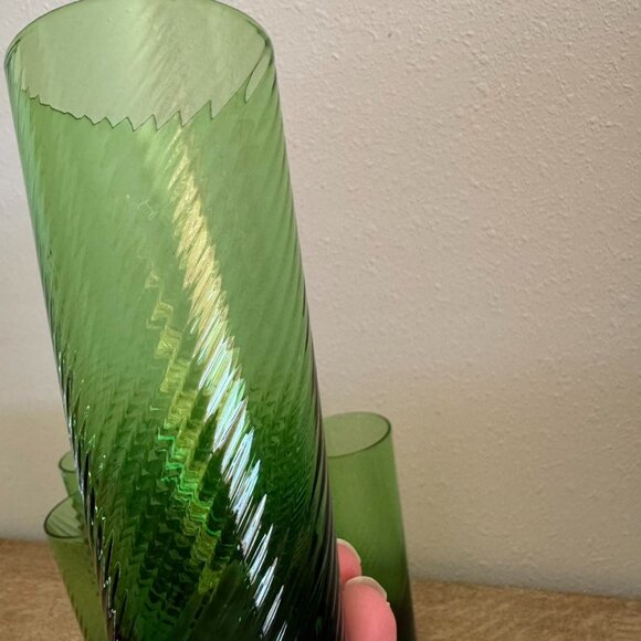 Vintage Green Swirl Drinking Glasses, Set of 6 - Picture 5 of 8